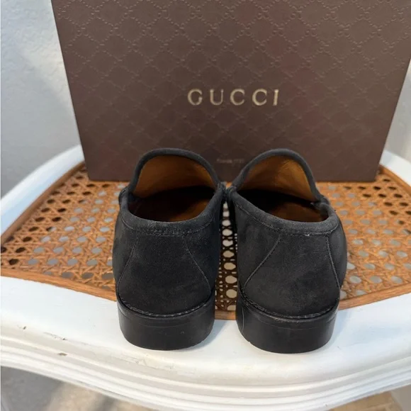 Gucci Mens Black Suede Silver Bit Lug Sole 8.5 D Loafer With Gucci Box - Picture 8 of 15
